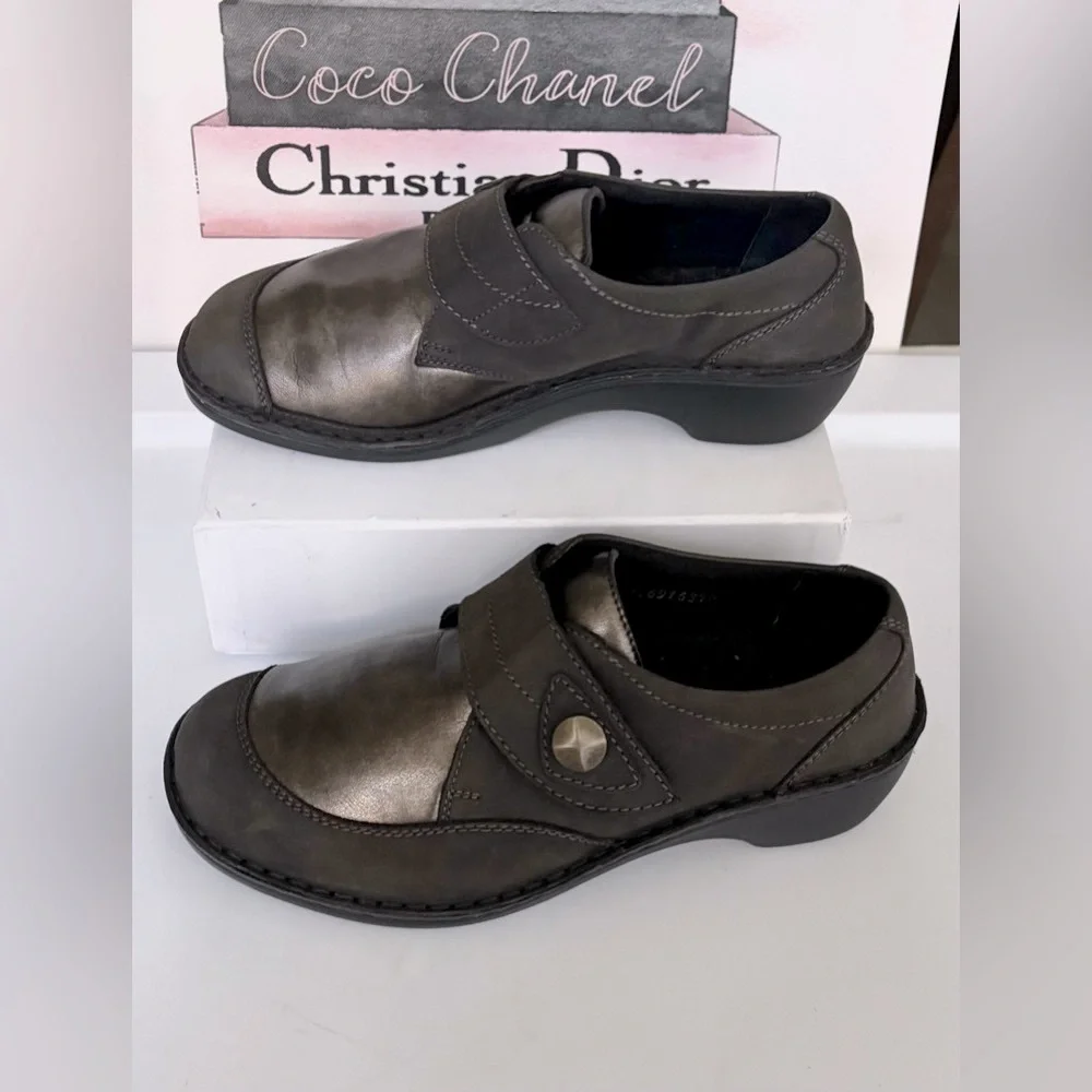 Berkemann Stretch Comfort Wedge Shoes in Metallic Bronze & Black Size 7
